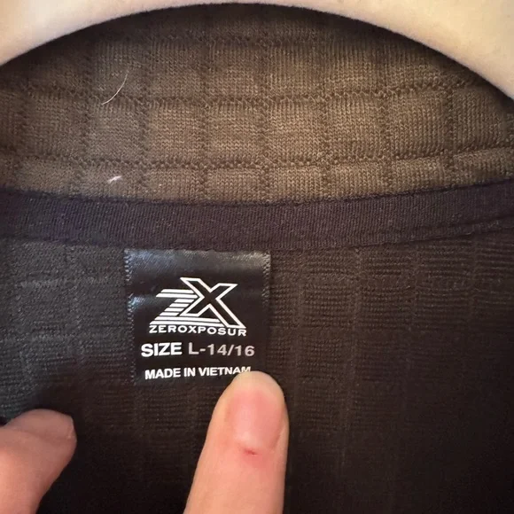 LIKE NEW Boy’s Two-Tone 3/4 zip Sweater - Olive and Beige - Picture 3 of 4